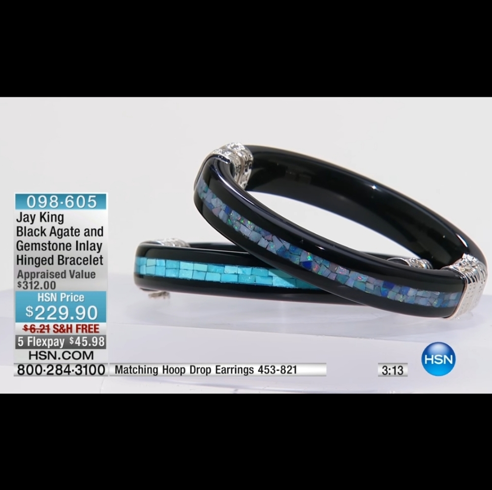 Mine Finds By Jay King Micro Sleeping Beauty Turquoise & BLK Agate Bracelet